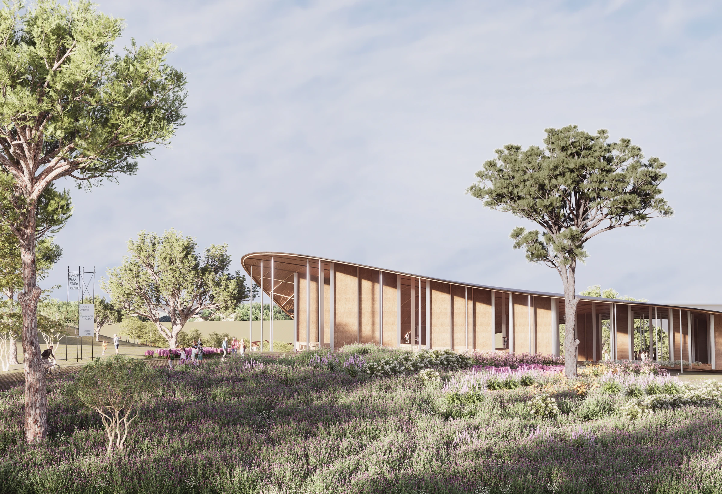 Concept view of a cultural building within the forest landscape