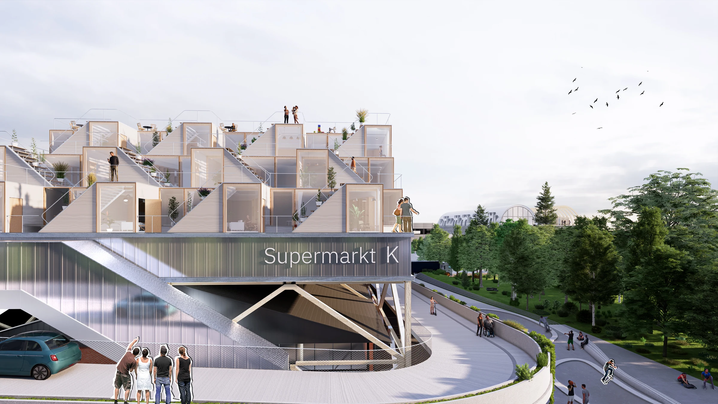 Concept view of housing added above a department store